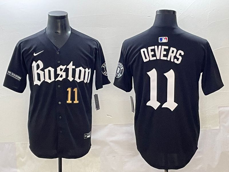 Men 2025 Boston Red Sox #11 Devers Black Five generations Joint Name Nike MLB Jersey style 5->boston red sox->MLB Jersey